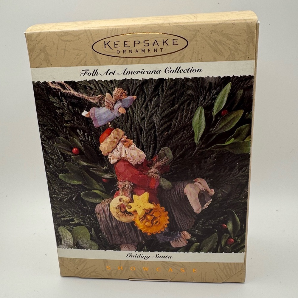 1995 Hallmark Keepsake Ornament Guiding Santa Folk Art Americana Collection New